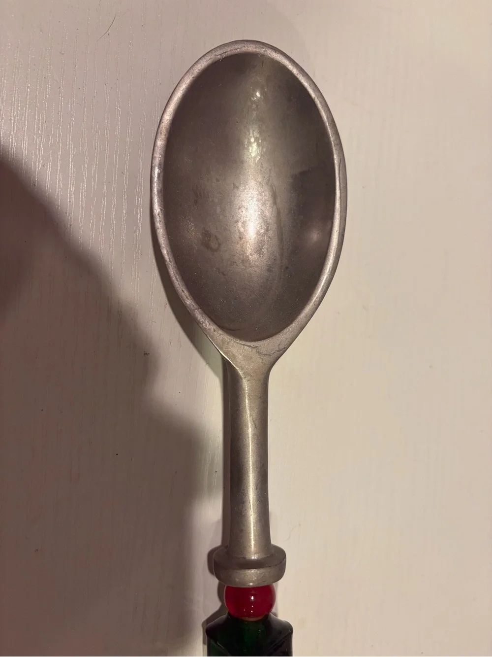 Source Unknown Multicolored Beaded Serving Spoon with Silver Bowl